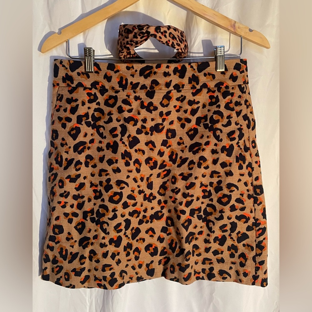 Animal Print A line skirt with matching headband from Loft